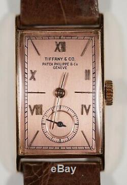 Rare 1942 Solid Rose Gold Patek Philippe & Tiffany & Co Men's Watch & Paperwork