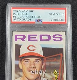 Rare 1964 PETE ROSE Signed Inscribed ROY 1963 Topps Card-REDS-PSA 10 Auto