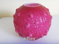 Rare 1981 Fenton Dusty Rose Overlay Roses/cabbage Rose Ball Lamp Shade/globe