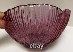 Rare 60s Blenko Glass Rose Pink Textured Petal Bowl