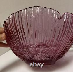 Rare 60s Blenko Glass Rose Pink Textured Petal Bowl