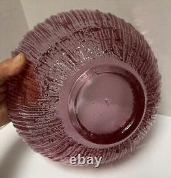 Rare 60s Blenko Glass Rose Pink Textured Petal Bowl