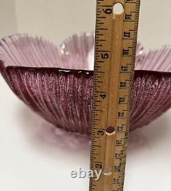 Rare 60s Blenko Glass Rose Pink Textured Petal Bowl