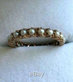 Rare 9ct/9k Rose Gold Cultured Pearl Art Deco Full Eternity Ring, 375