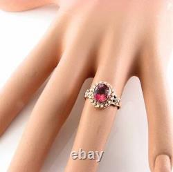 Rare 9ct Rose Gold Aaa Pink Tourmaline & Pearl Cocktail Ring Free Resize