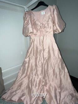 Rare AJE Dusk Knot Puff Sleeve Midi Princess Dress Baby Pink 8 AU / 4 US / 36 EU