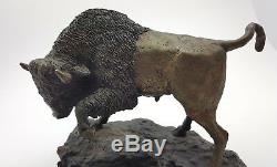 Rare Ad. Rose Bronze Buffalo Sculpture Signed