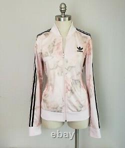 Rare! Adidas Pastel Rose Track Jacket Floral Firebird Trefoil Top Size S Small