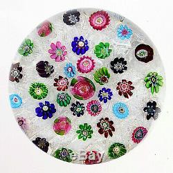 Rare Antique CLICHY True Concentric Millefiori on Lace with3 Pink/Green Roses