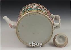 Rare Antique Chinese Export Famille Rose Pink Ground Teapot with Bud Finial