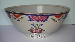 Rare Antique Chinese Export Large Ceramic Porcelain Bowl Mandarin Famille Rose