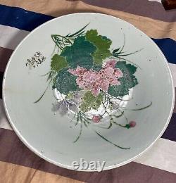 Rare Antique Chinese Famille Rose hibiscus mutabilis Charger Plate
