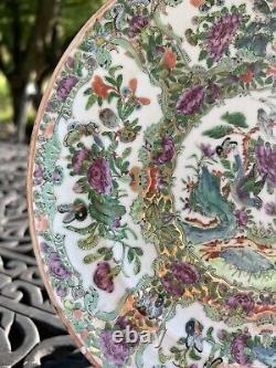 Rare Antique Chinese Rose Medallion Famille Porcelain Plate Bird Butterfly