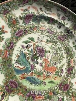 Rare Antique Chinese Rose Medallion Famille Porcelain Plate Bird Butterfly