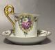 Rare Antique Dresden Hand-painted Rose Cup & Saucer