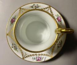 Rare Antique Dresden Hand-Painted Rose Cup & Saucer