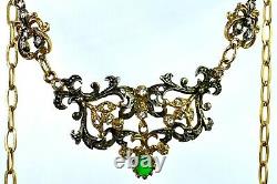 Rare Antique Europe Vintage Silver Gold Set Rose Cut Diamond Emerald 18-19th Old