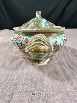 Rare Antique Famile Rose Medallion Lidded Tureen