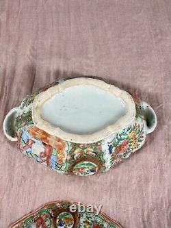 Rare Antique Famile Rose Medallion Lidded Tureen