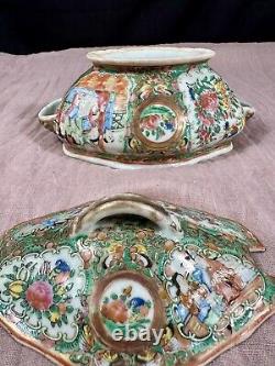 Rare Antique Famile Rose Medallion Lidded Tureen