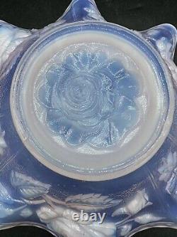 Rare Antique Pink Opalescent Art Glass Bowl Roses Possibly Northwood Or Dugan