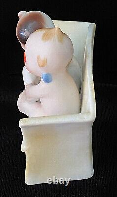 Rare Antique Rose ONeill Bisque Action Kewpie Doll Feeding Bottle to Doodle Dog