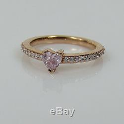 Rare Argyle Heart Shape Pink & White Diamond 18K Rose Gold Ring Size 3.5