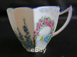 Rare Art Deco Shelley Arch Way Of Roses Queen Anne Shape Cup & My Garden Saucer