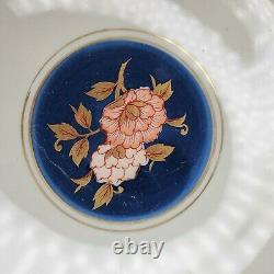 Rare Authentic Vintage Japan Pink Rose Gold Leaf Trim Wide Glass Bowl