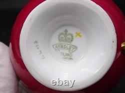 Rare Aynsley Cabbage Rose Cup & Saucer Large Red, Pink & Yellow Cabbage Roses