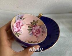 Rare Aynsley Cabbage Rose Cup & Saucer Set for 2