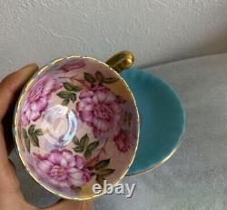 Rare Aynsley Cabbage Rose Cup & Saucer Set for 2