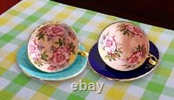 Rare Aynsley Cabbage Rose Cup & Saucer Set for 2 free shipping from japan