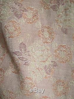 Rare! BOUTIQUE Vtg Dusky Pink Green Rose Floral Brocade Jacquard Tapestry Coat S