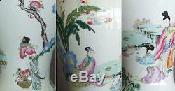 Rare Big 45.4 cm High Chinese Famille Rose Vase Figures, Crane, Precious Objects