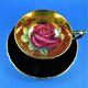 Rare Black With Pink Cabbage Rose On Gold Center Paragon Tea Cup And Saucer Set
