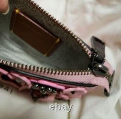 Rare COACH Wristlet With Tea Rose rivets Pink Pouch 59527 new unused with tag