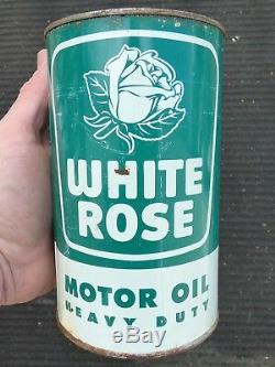Rare Canadian White Rose Heavy Duty 1 Imp. Qt motor oil tin can FREE SHIPPING