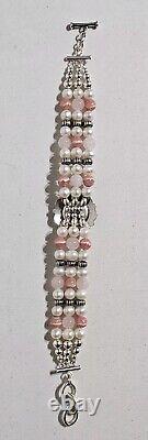 Rare Carolyn Pollack MOP Rose Quartz Pink Rhodochrosite Pearl Sterling Bracelet