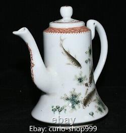 Rare Chinese Famille Rose Porcelain Fish Water Grass Wine Teapot Flagon Statue
