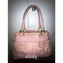Rare Coach Hamptons Vtg Rose Pink Leather Carryall Braided Satchel Tote Bag