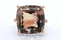 Rare Colossal 14k Rose Pink Gold 32ct+ Cushion Natural Ametrine Diamond Ring