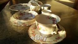 Rare Complete 9 piece Vintage Aynsley #185 Grotto Rose Tea and Breakfast Set