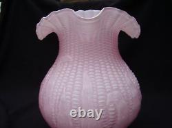Rare Fenton for L G Wright Glass Corn Maize Rose Pink Pitcher