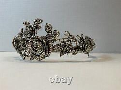 Rare Find Heidi Daus Gold Tone Crystal Rose Tiara Crown (Stunning)