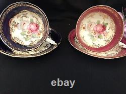 Rare Floating Rose Pink & Blue Paragon Tea Cup&Saucer Double Warrant Of Queen