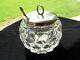 Rare Fostoria American Crystal Necked Rose Bowl Jam Container With Lid And Spoon