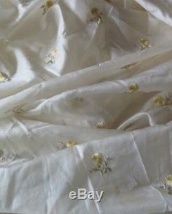 Rare French/Swiss Hand Embroidered Rose Silk Fabric Yardage3yds20X W-23Dolls