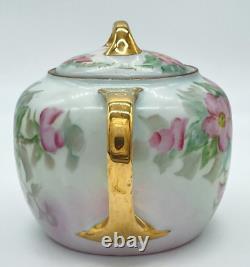 Rare Germany Bavaria Pink Rose Sugar Bowl and Creamer signed M. E. Sargent