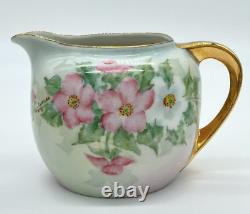 Rare Germany Bavaria Pink Rose Sugar Bowl and Creamer signed M. E. Sargent